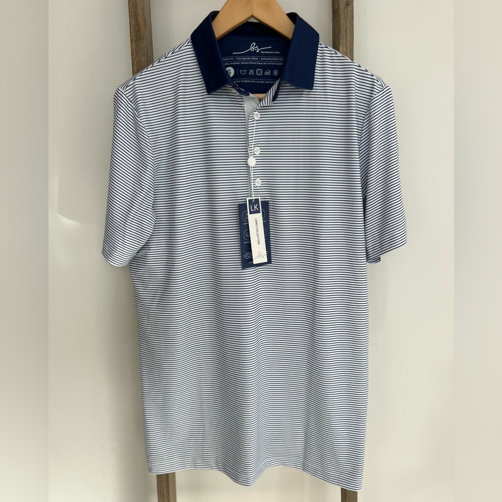 Boston Scott Golf Performance Polo Gen 1 Modern Fit
White Blue Men's Size S NWT